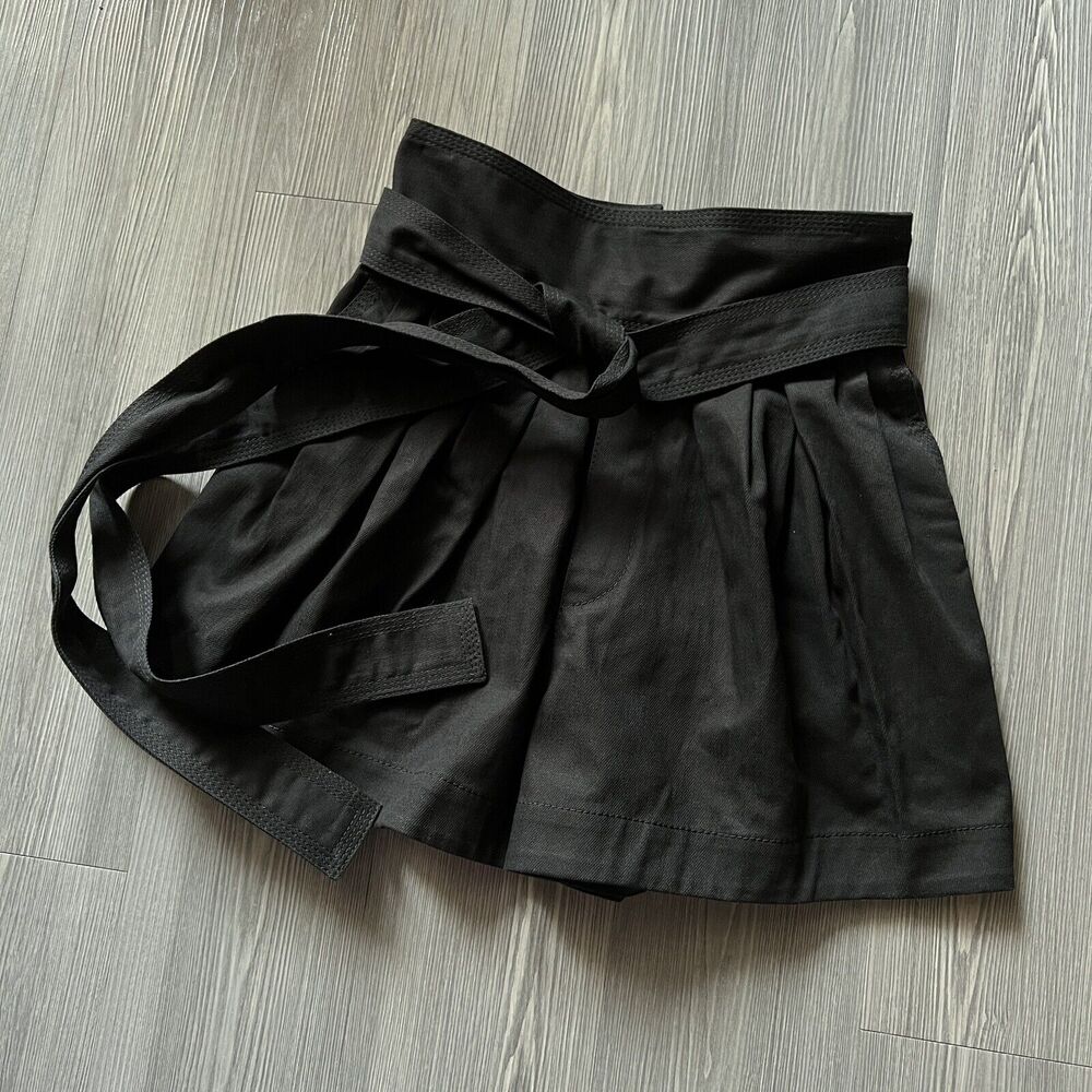 Marc Jacobs Shorts Runway Paper Bag Tie Up Womens Size 0 Denim Canvas Black